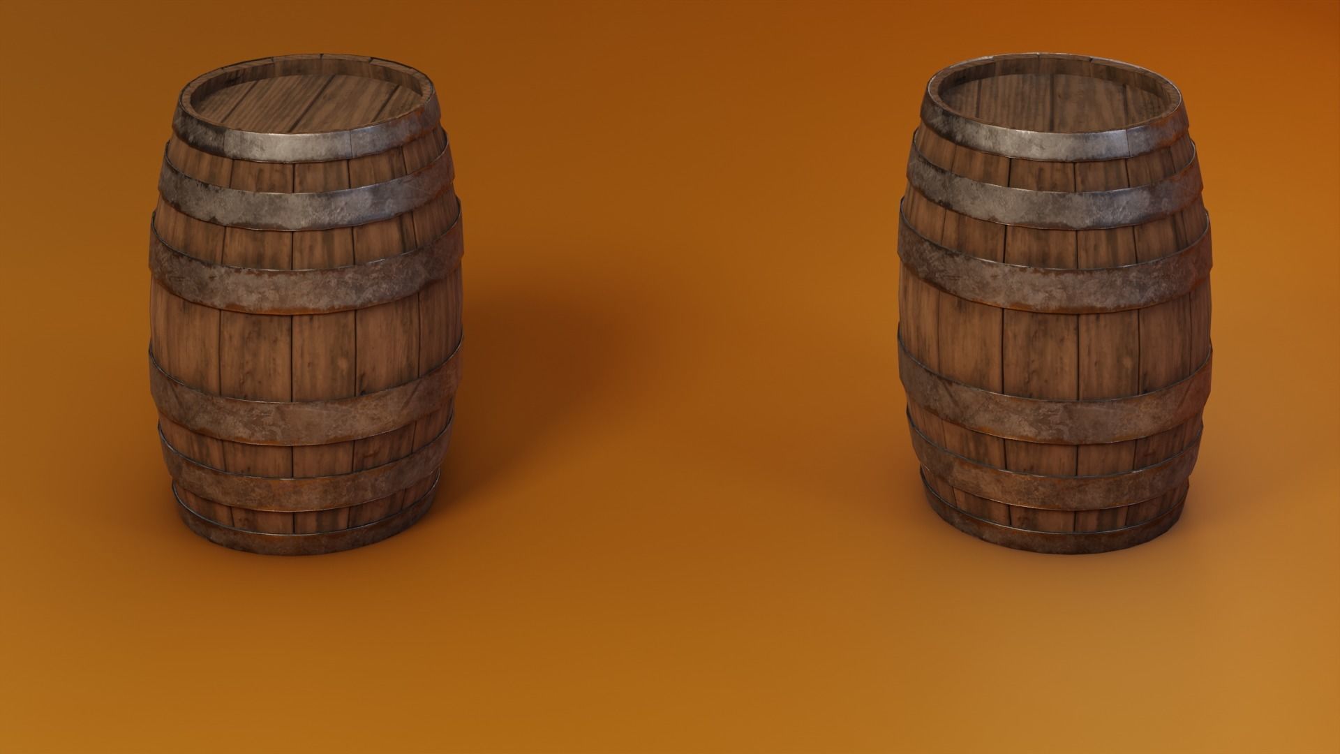 Medieval Wooden Barrels Low-poly 3D model_11