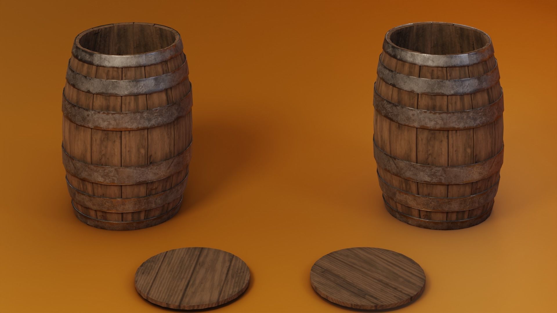 Medieval Wooden Barrels Low-poly 3D model_12