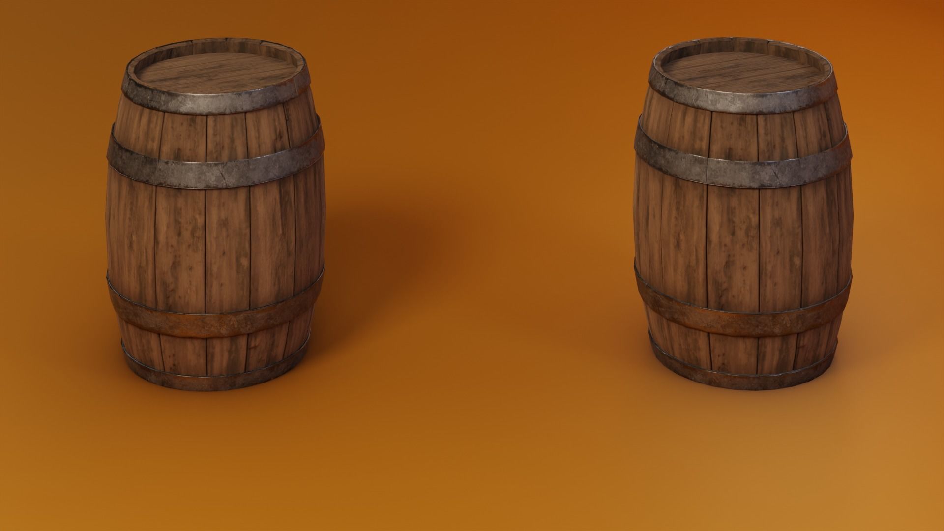Medieval Wooden Barrels Low-poly 3D model_9