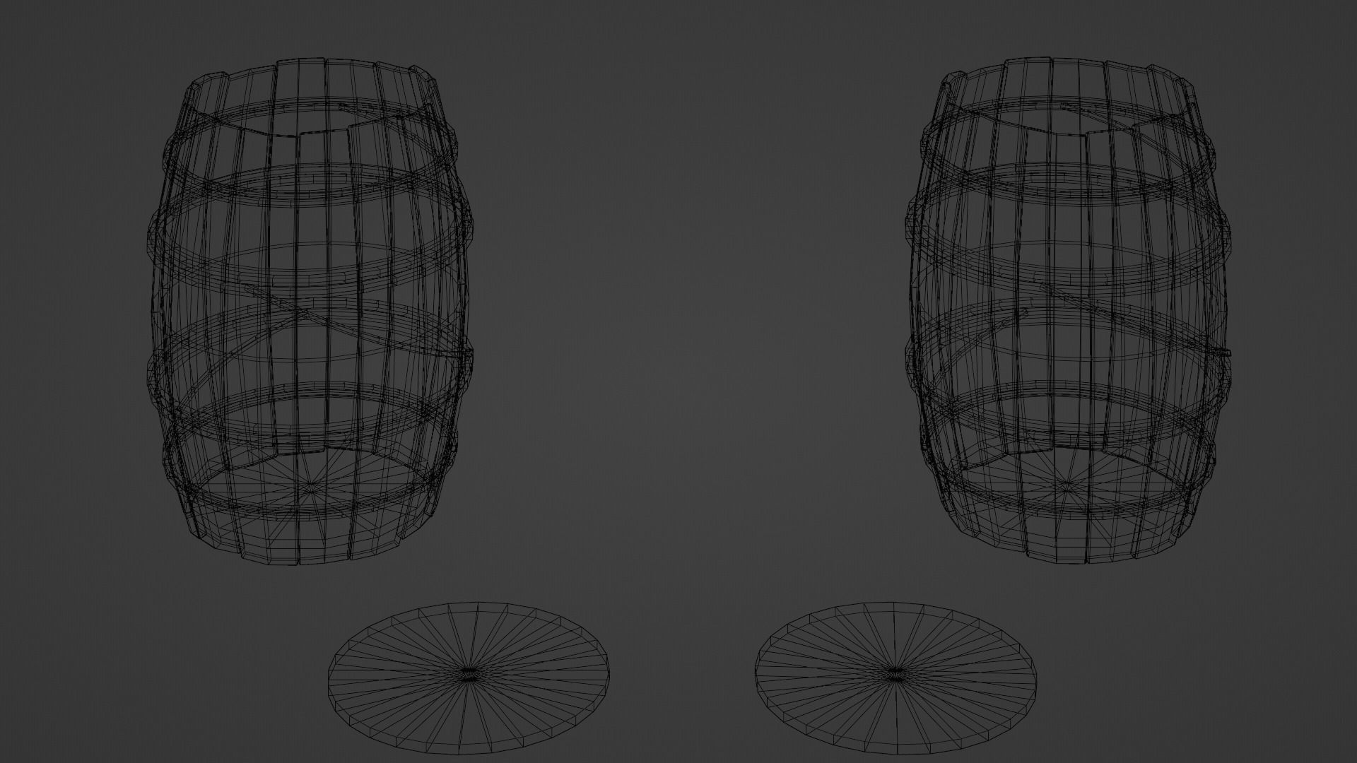 Medieval Wooden Barrels Low-poly 3D model_8