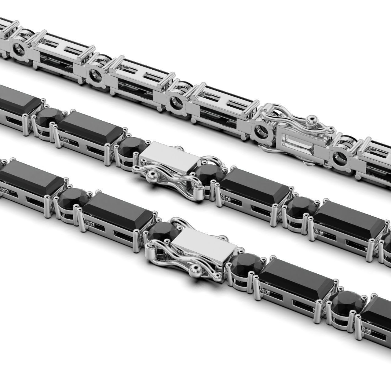 Tennic Braclet Round  Baguette 3D print model_1