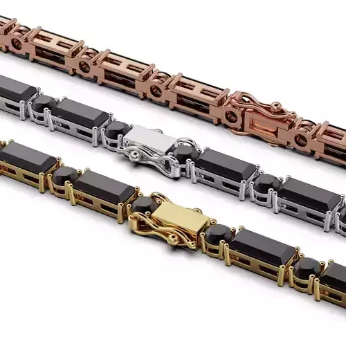 Tennic Braclet Round  Baguette