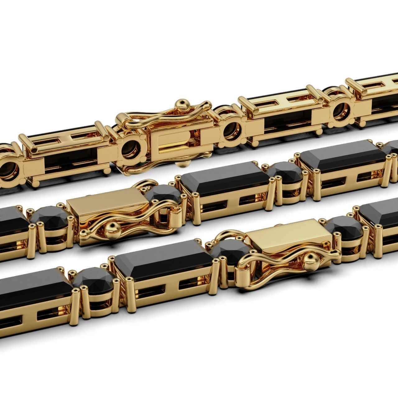 Tennic Braclet Round  Baguette 3D print model_12