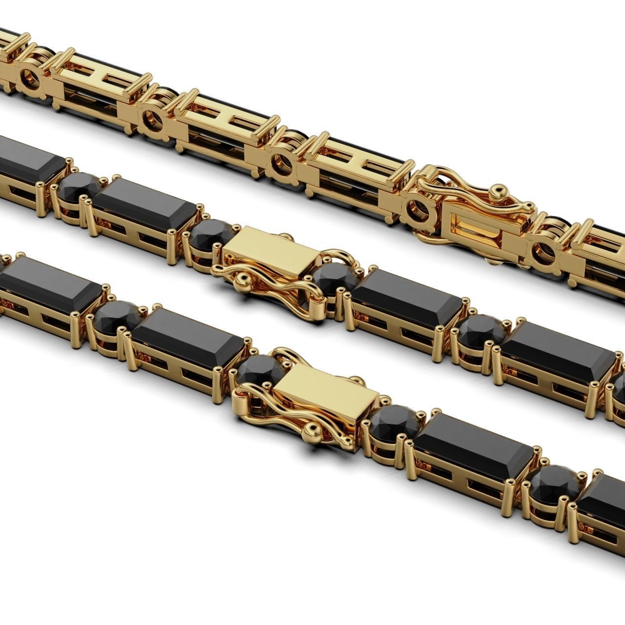 Tennic Braclet Round  Baguette 3D print model_8