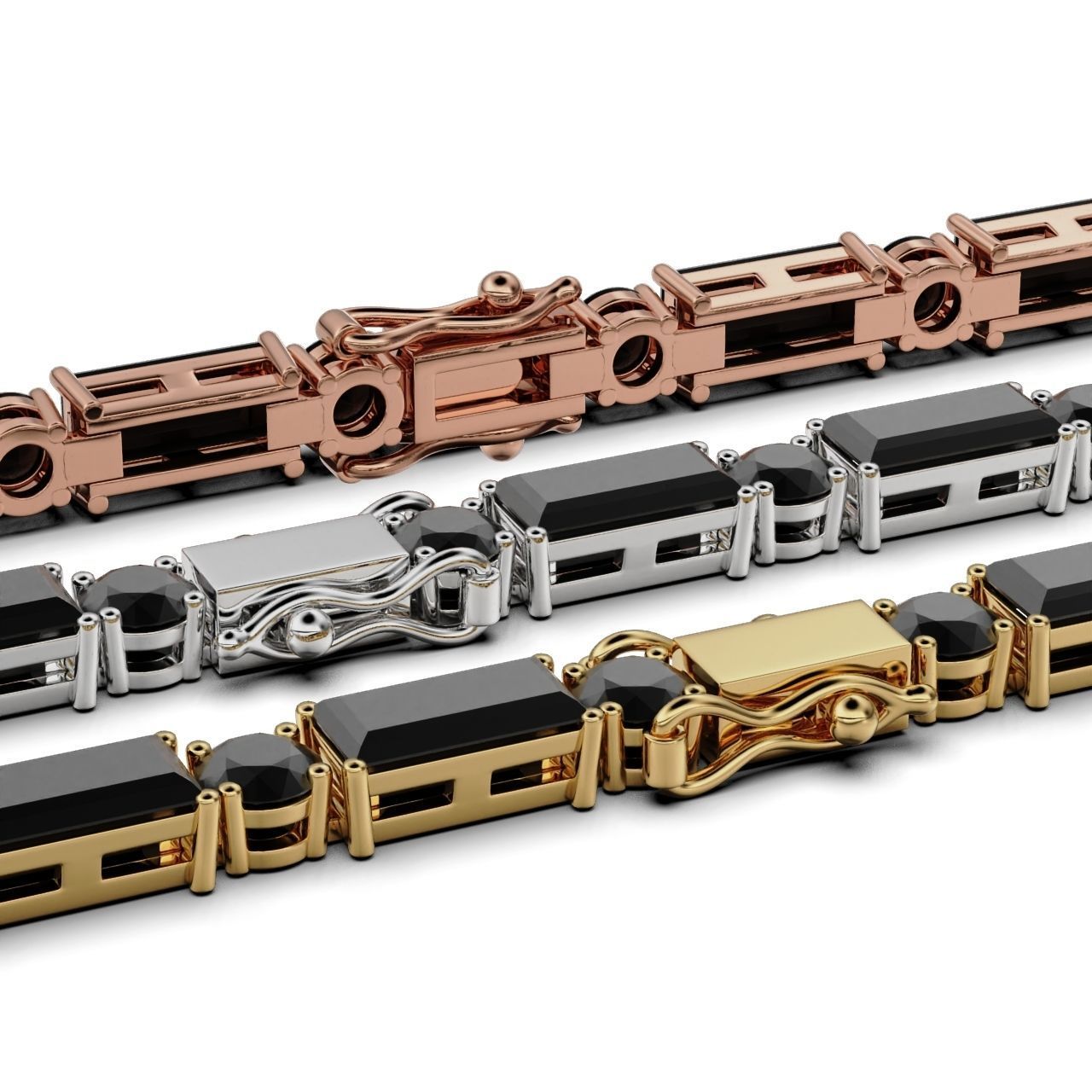 Tennic Braclet Round  Baguette 3D print model_13