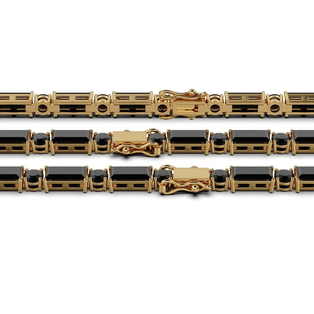 Tennic Braclet Round  Baguette 3D print model_6