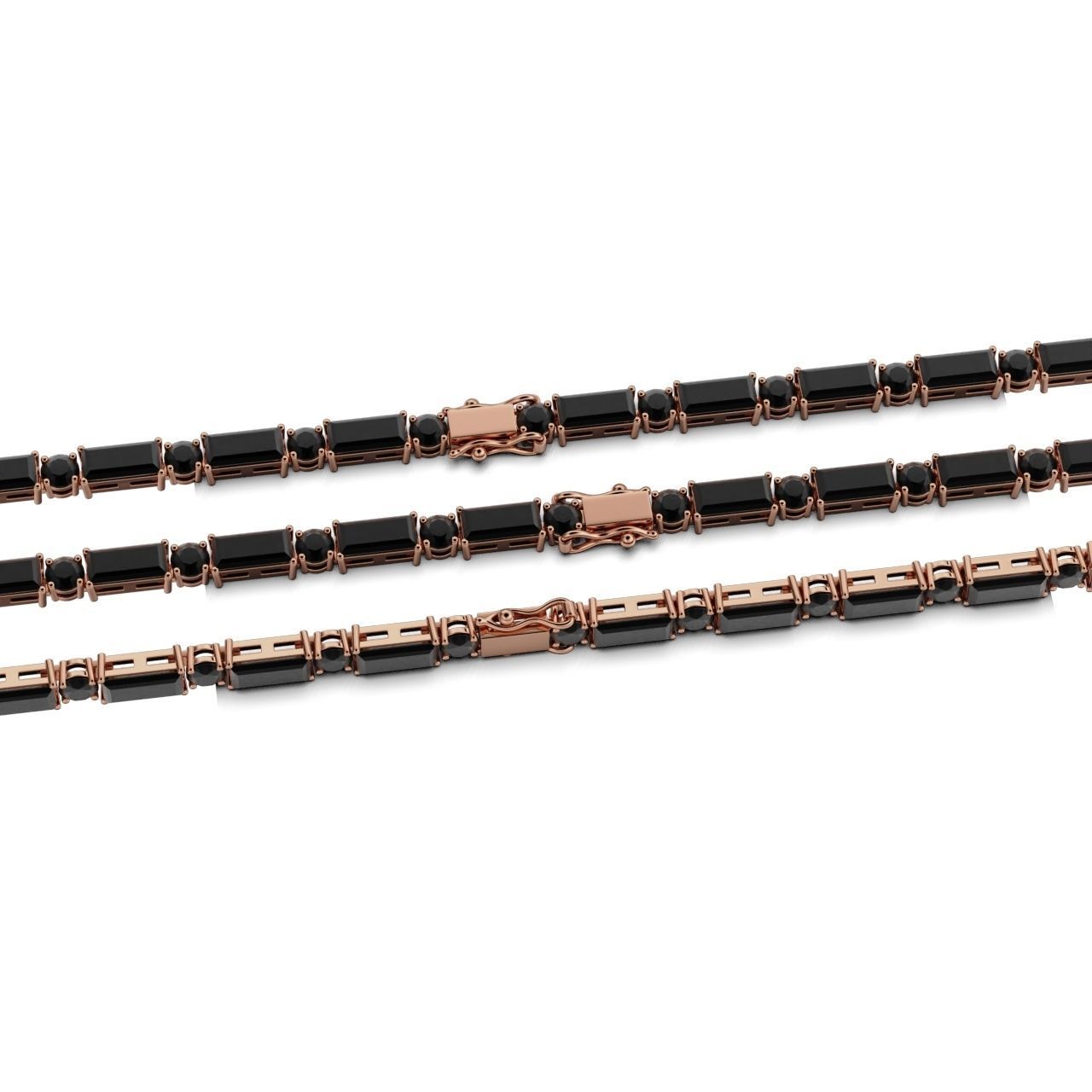 Tennic Braclet Round  Baguette 3D print model_4