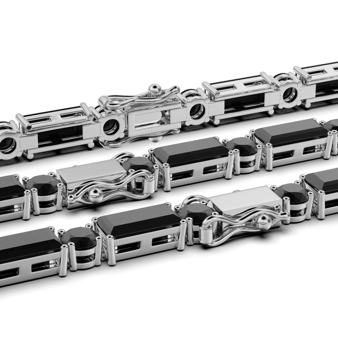 Tennic Braclet Round  Baguette 3D print model_11