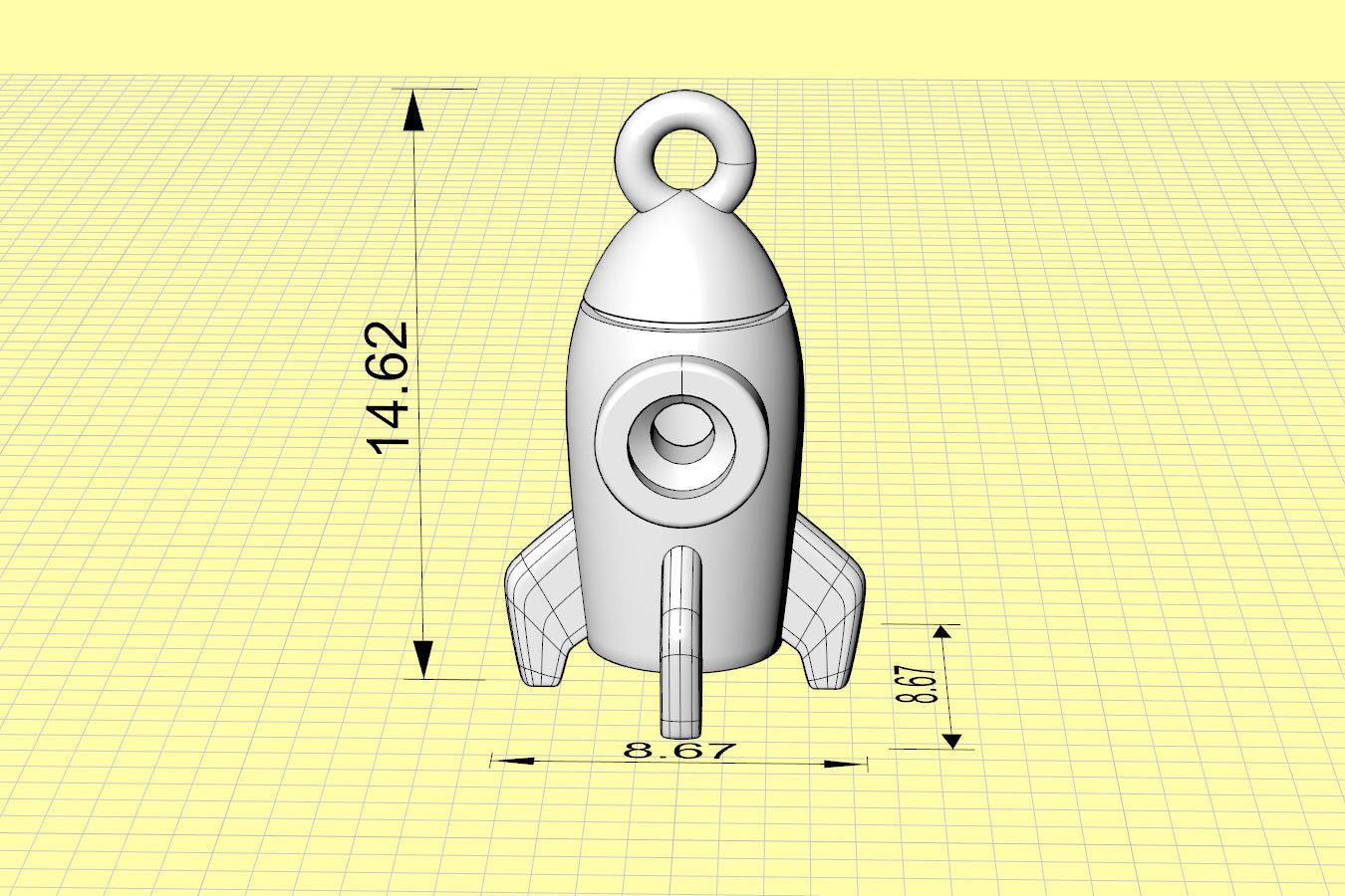 Rocket Charm With Diamond - Pendant for Bracelet 3D print model_19