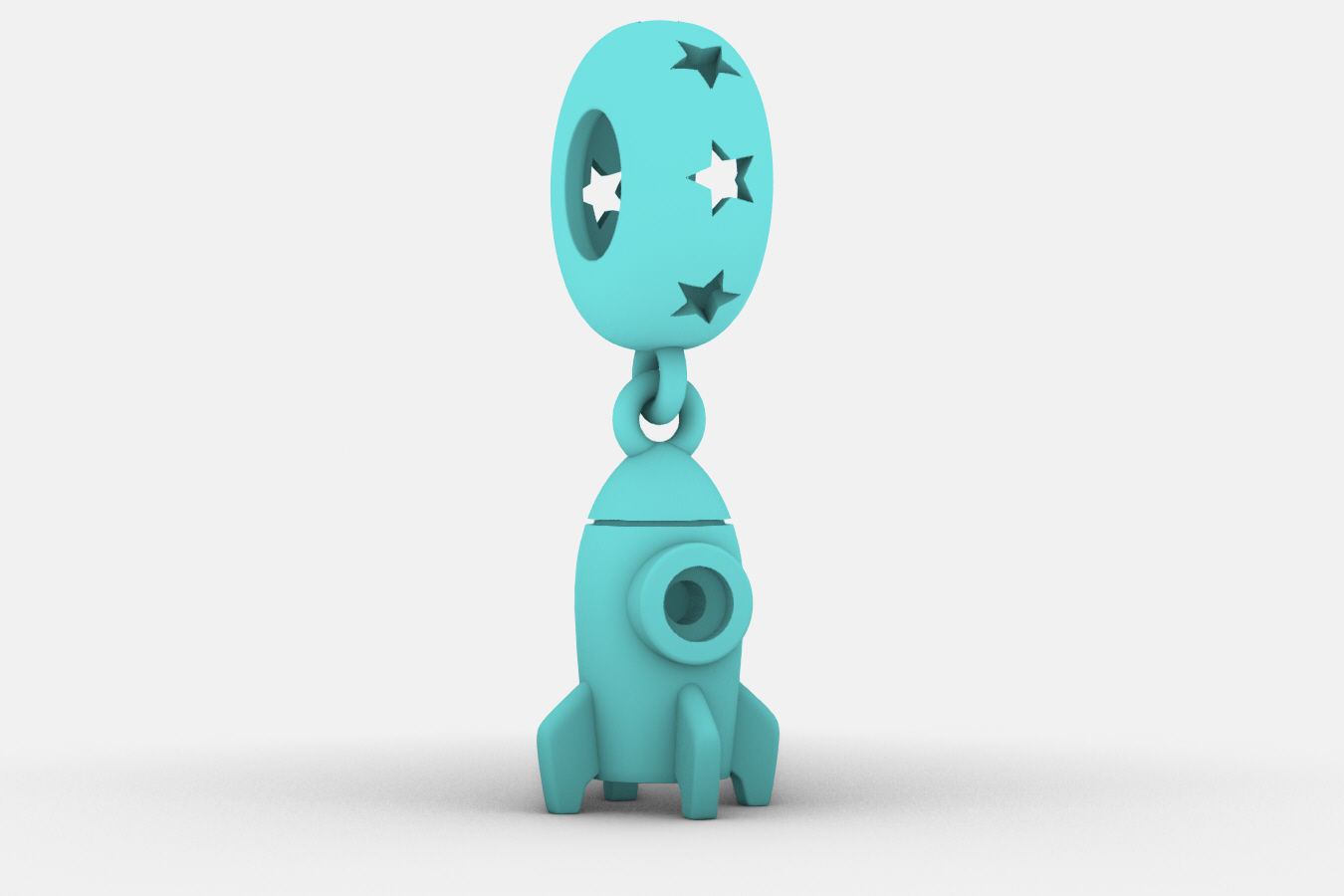 Rocket Charm With Diamond - Pendant for Bracelet 3D print model_2