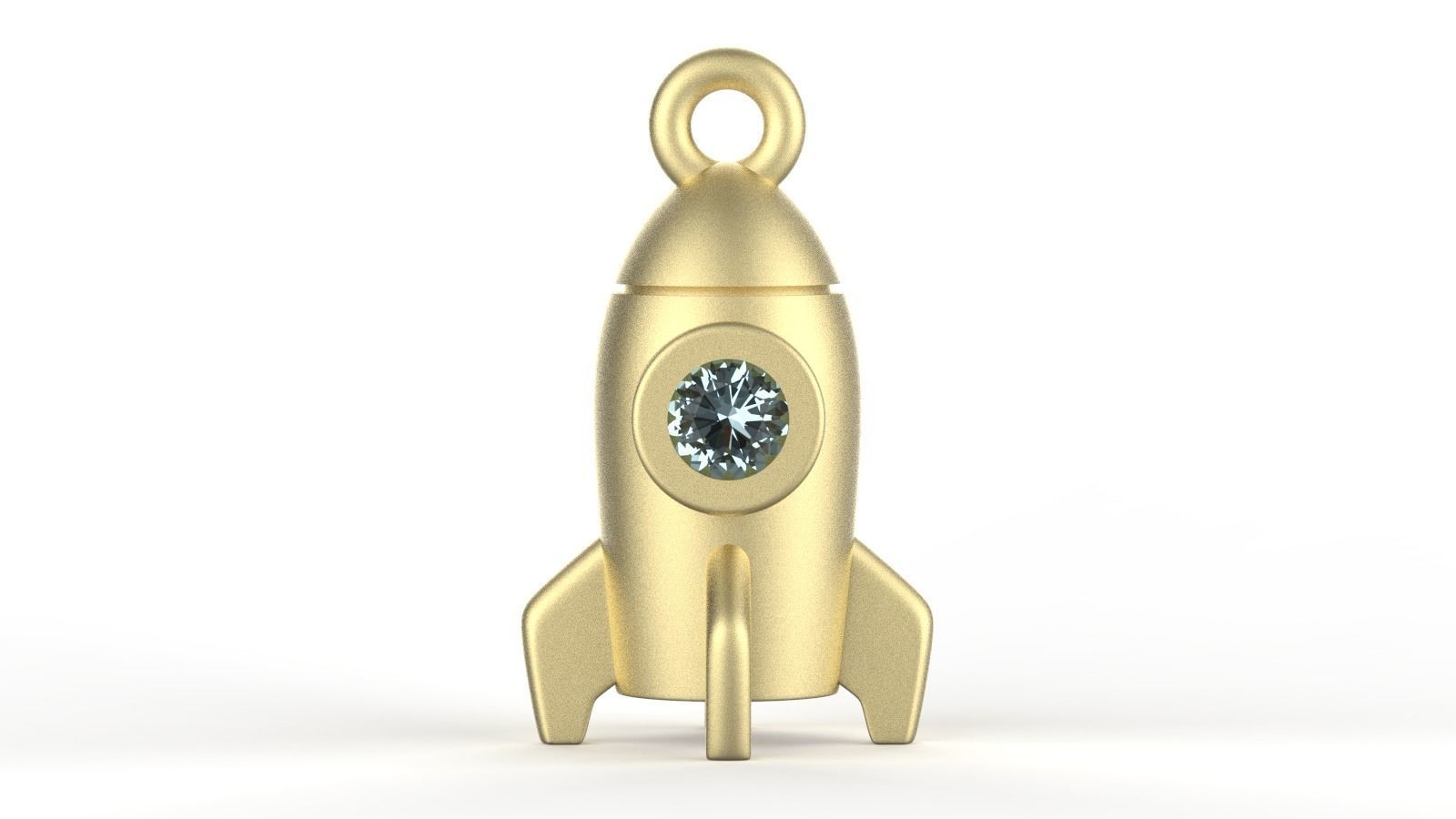 Rocket Charm With Diamond - Pendant for Bracelet 3D print model_4