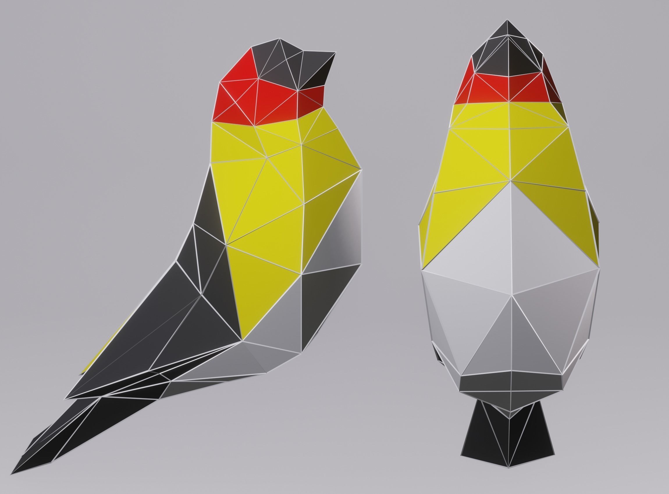 Low Poly Bird 3D model polygonal birds Low-poly 3D model_6