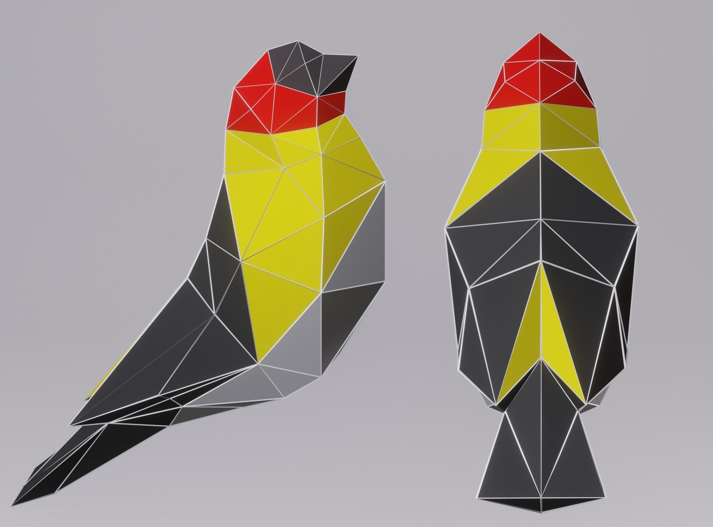 Low Poly Bird 3D model polygonal birds Low-poly 3D model_5