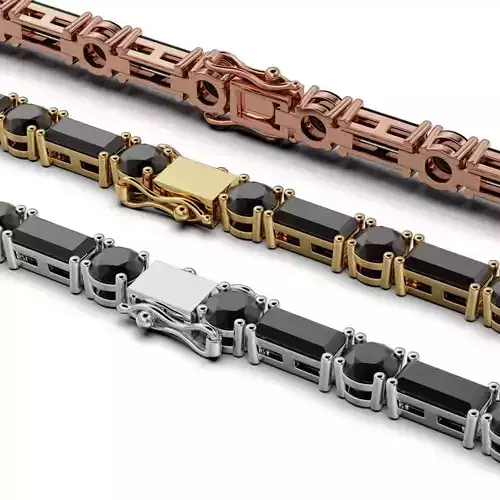 Tennic Braclet Round  Baguette