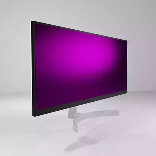 White Black Wide Monitor with Silver Stand 