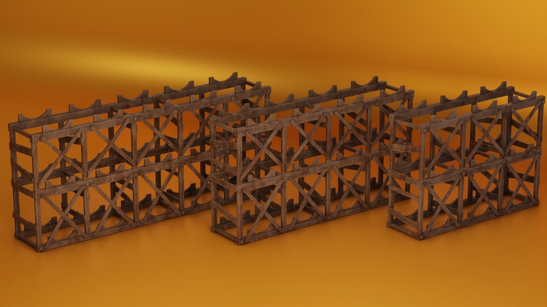 Medieval Barrel Racks Low-poly 3D model_2