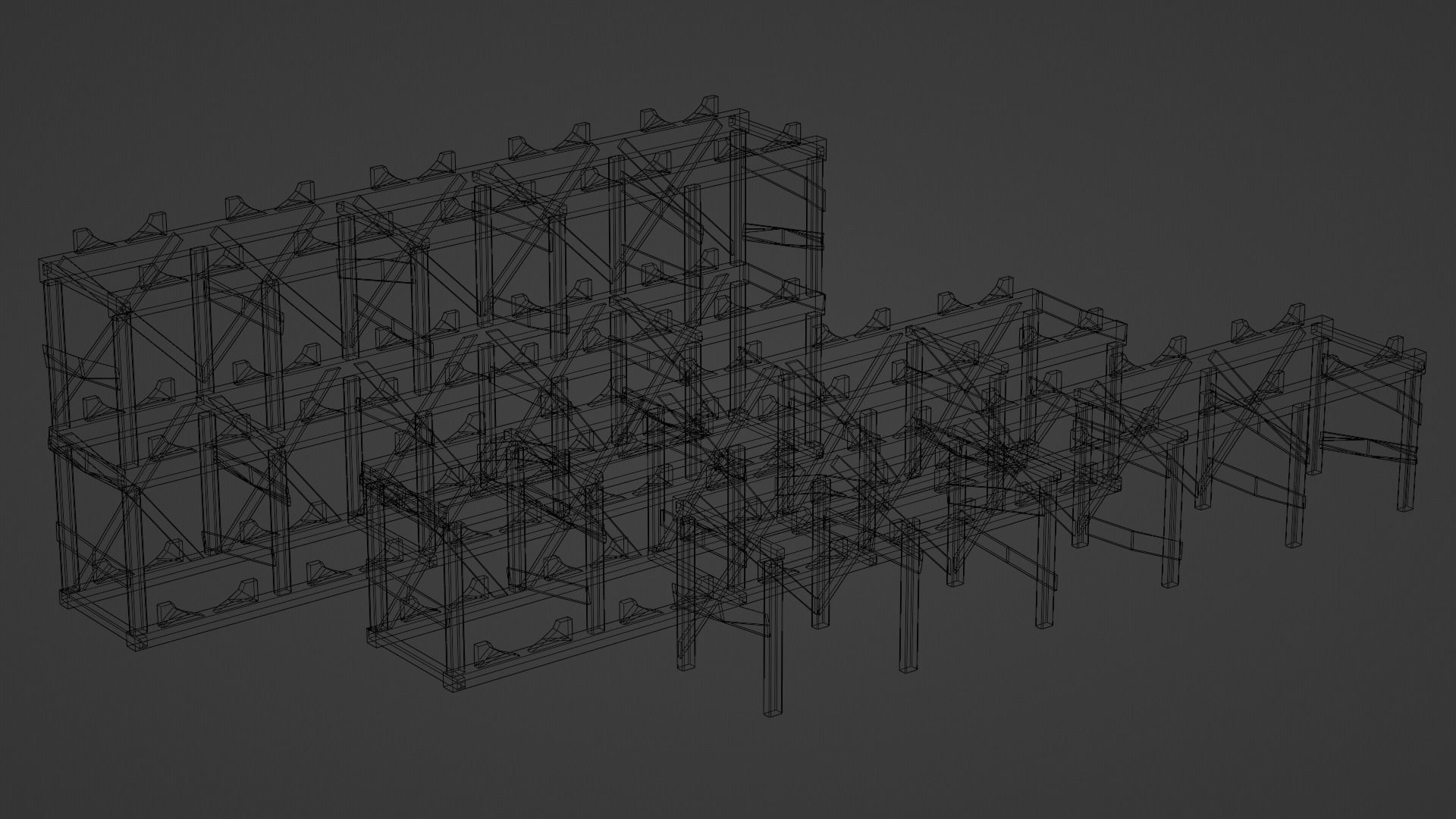 Medieval Barrel Racks Low-poly 3D model_14