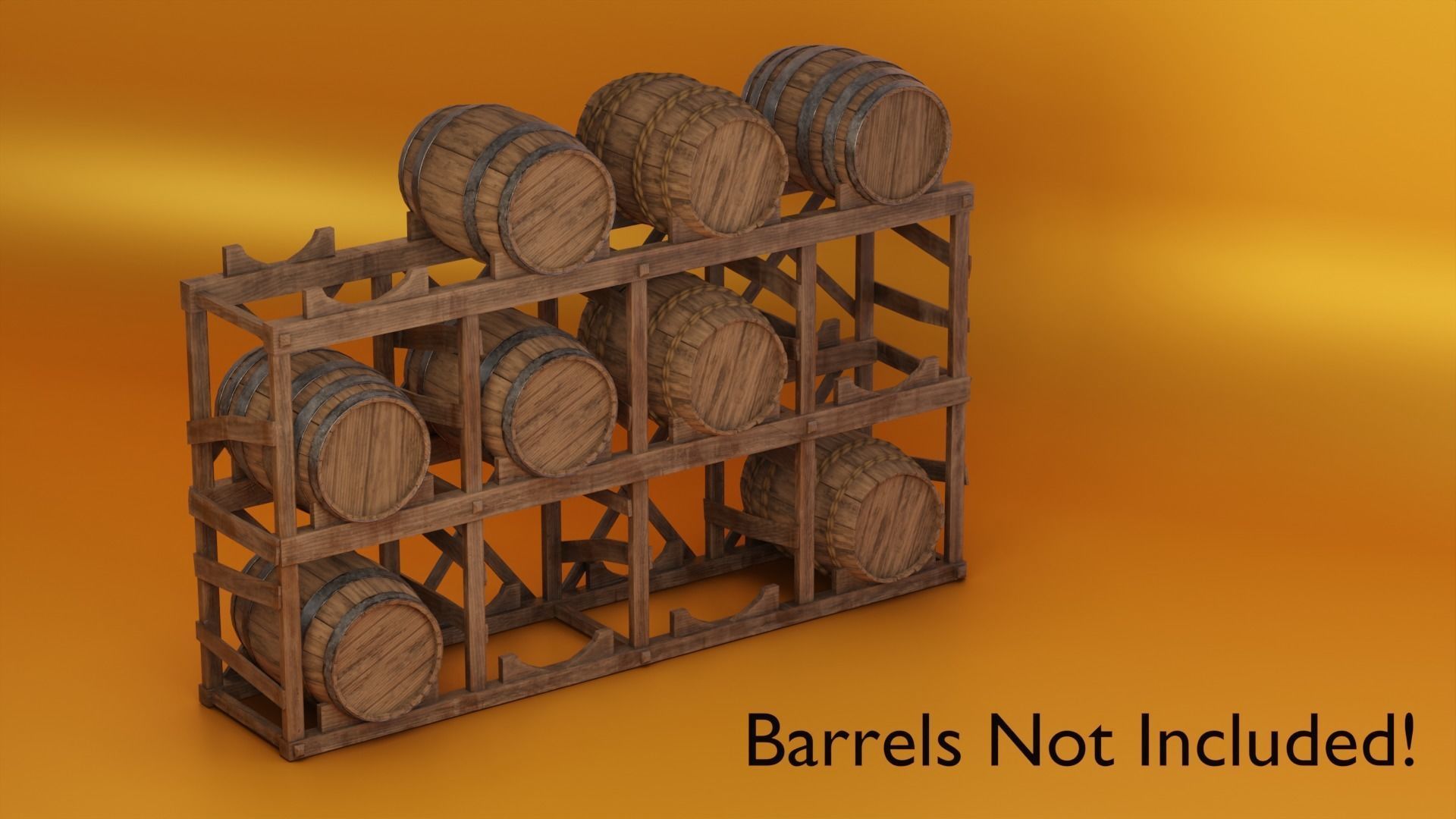 Medieval Barrel Racks Low-poly 3D model_4