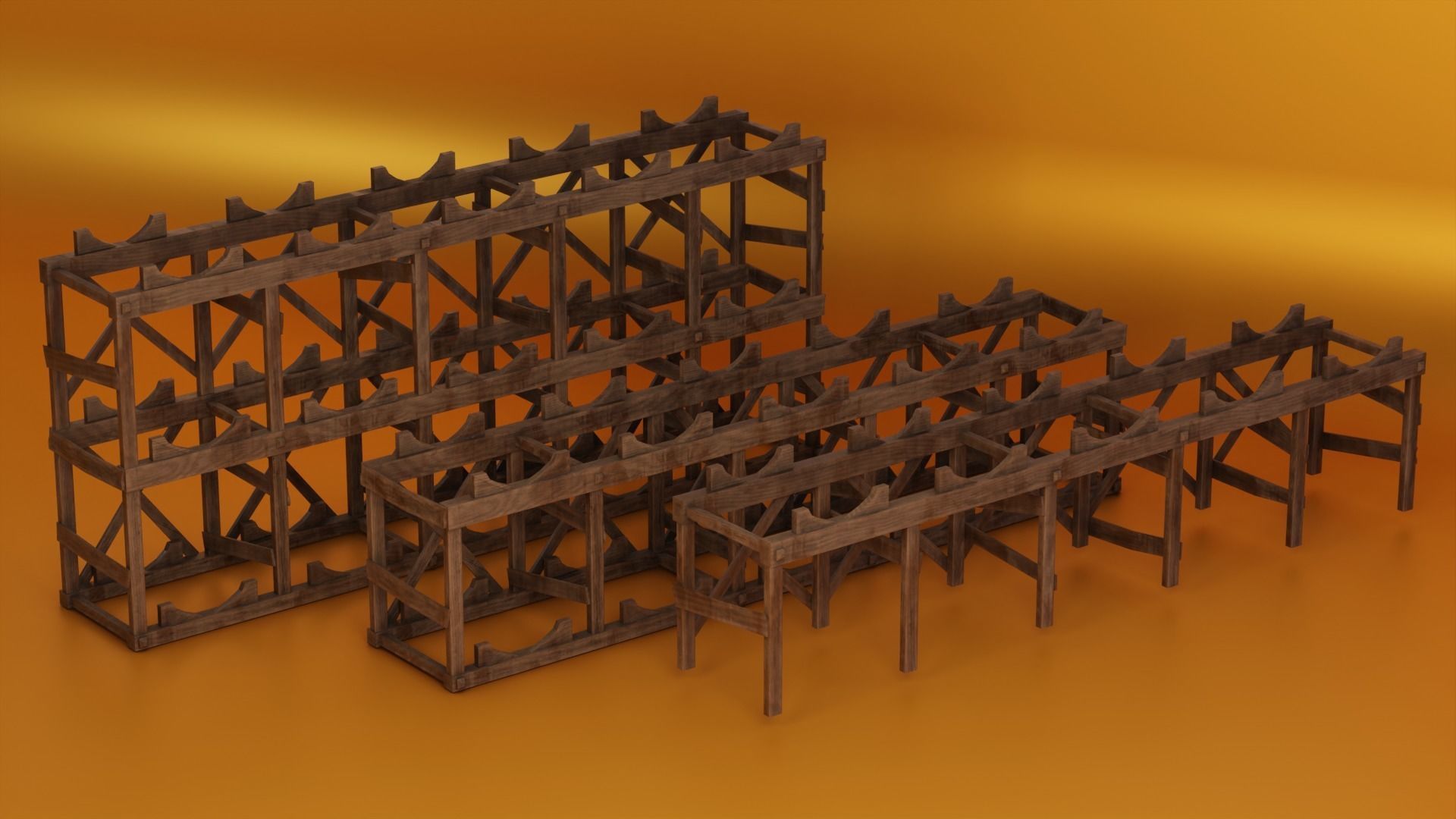Medieval Barrel Racks Low-poly 3D model_13