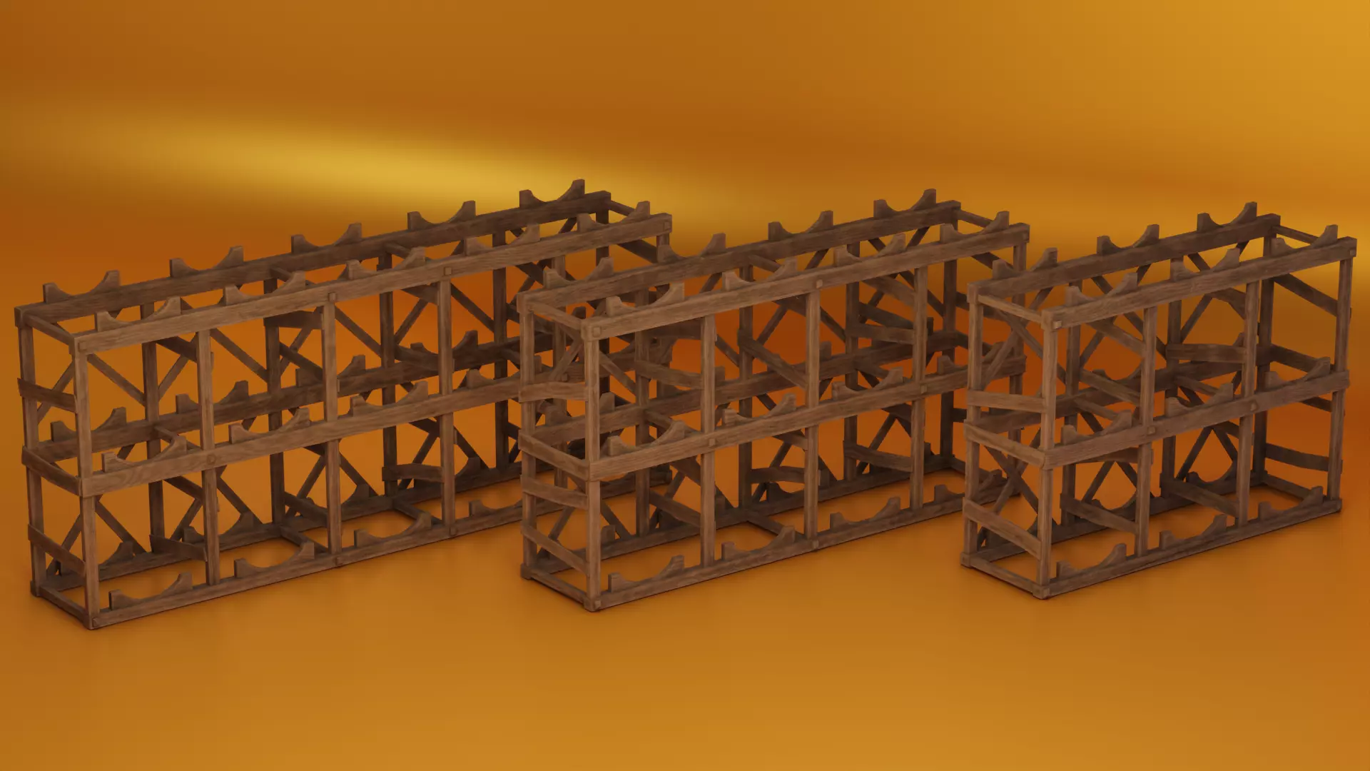 Medieval Barrel Racks Low-poly 3D model_0