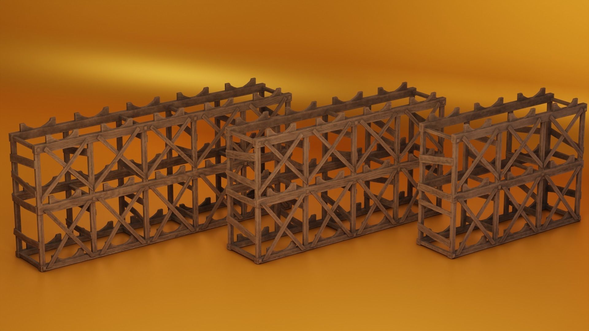 Medieval Barrel Racks Low-poly 3D model_1