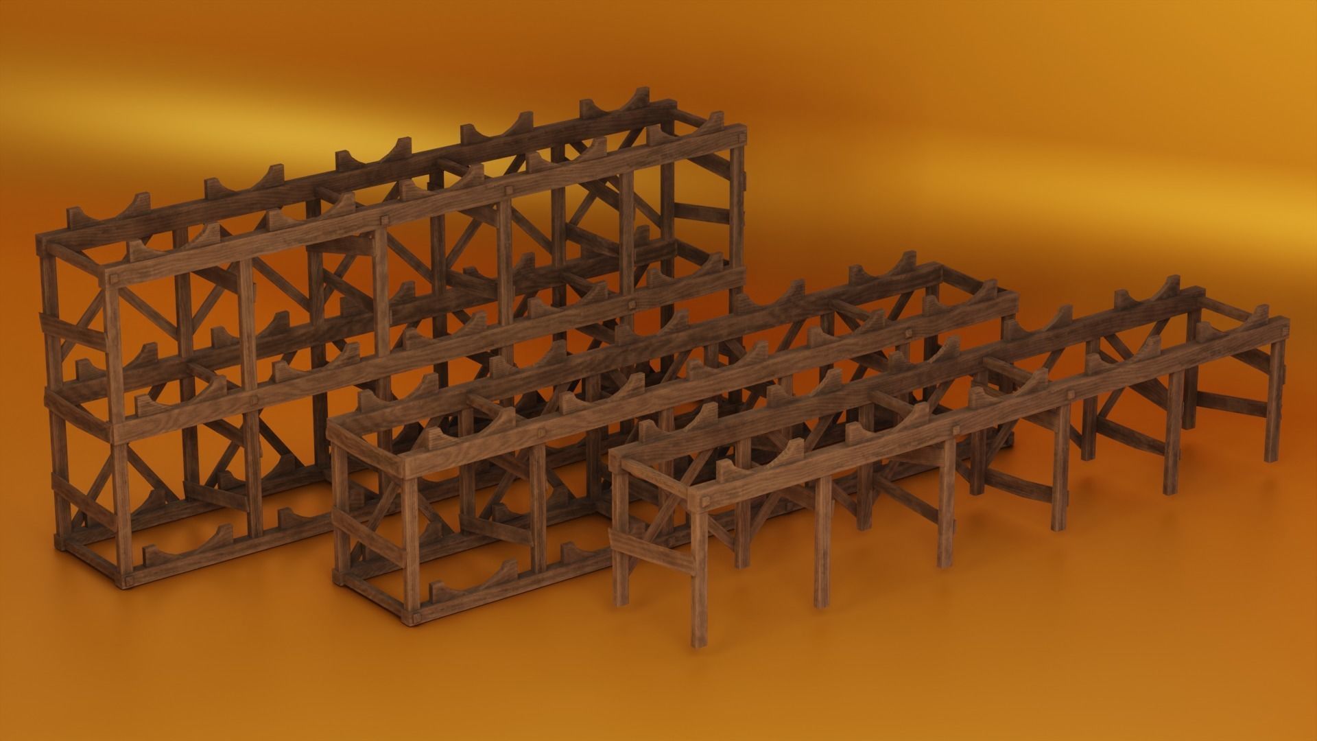 Medieval Barrel Racks Low-poly 3D model_12
