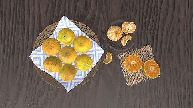 Oranges full set Low-poly 3D model 2