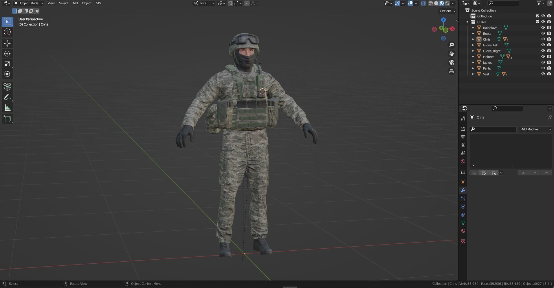 MILITARY Game Ready Croatian Soldier Character Low-poly 3D model_17