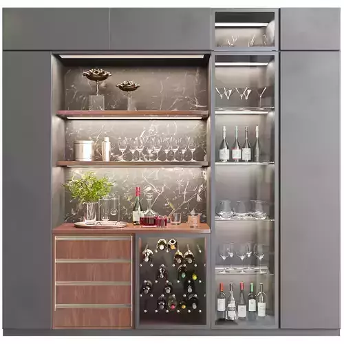 Wardrobe with bar and alcohol