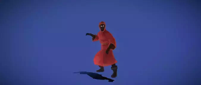 Low Poly Sorcerer man in cloak