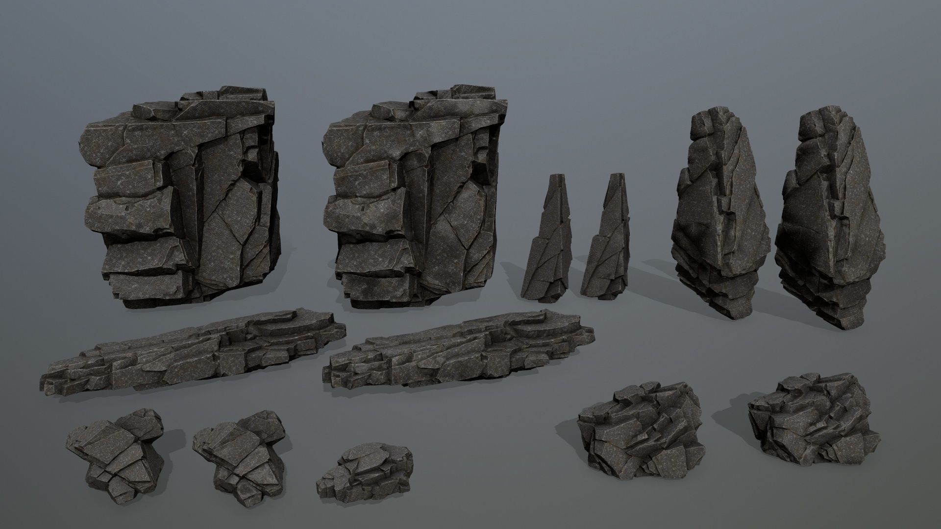 cliff rocks Low-poly 3D model_17