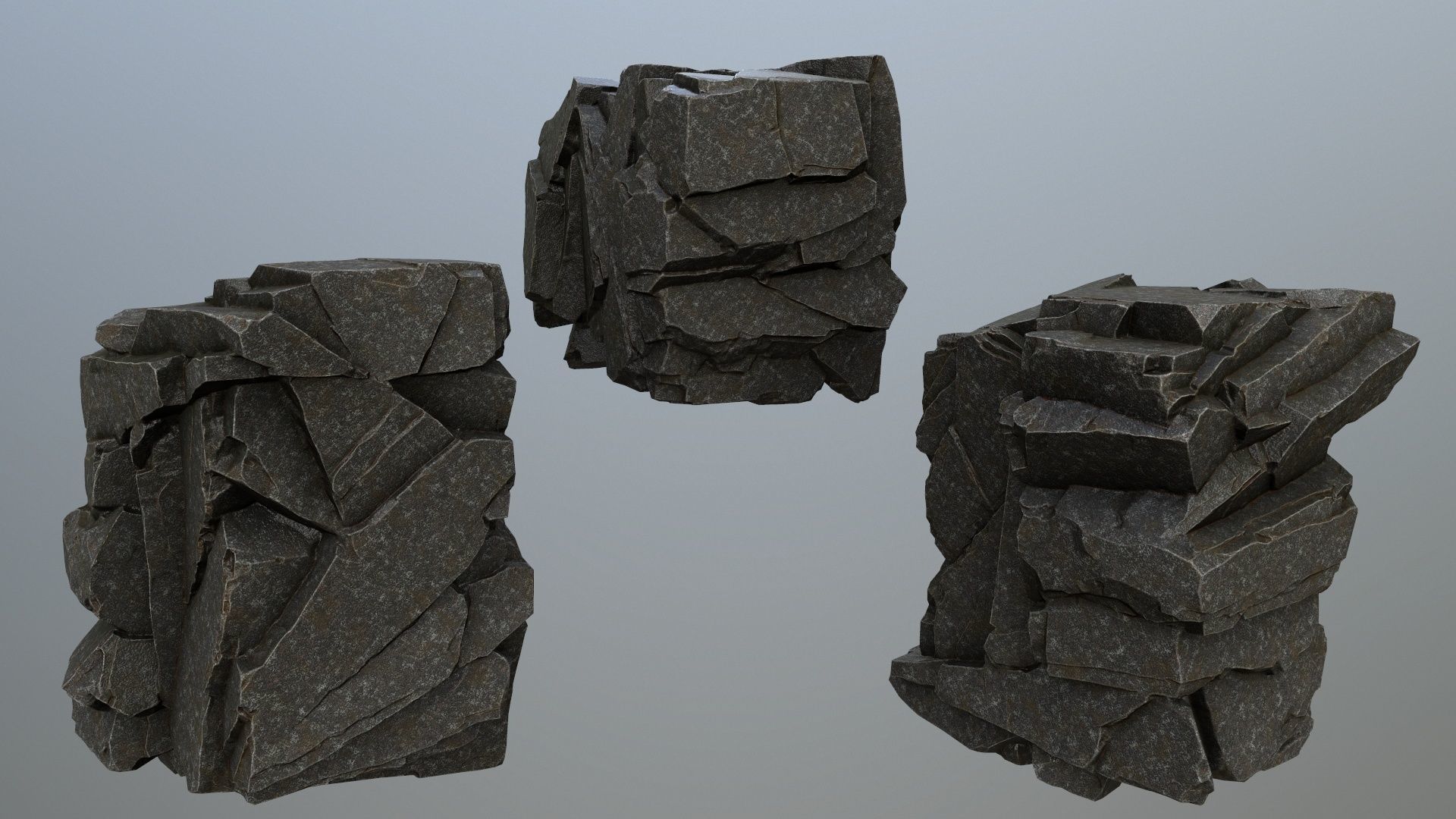 cliff rocks Low-poly 3D model_16