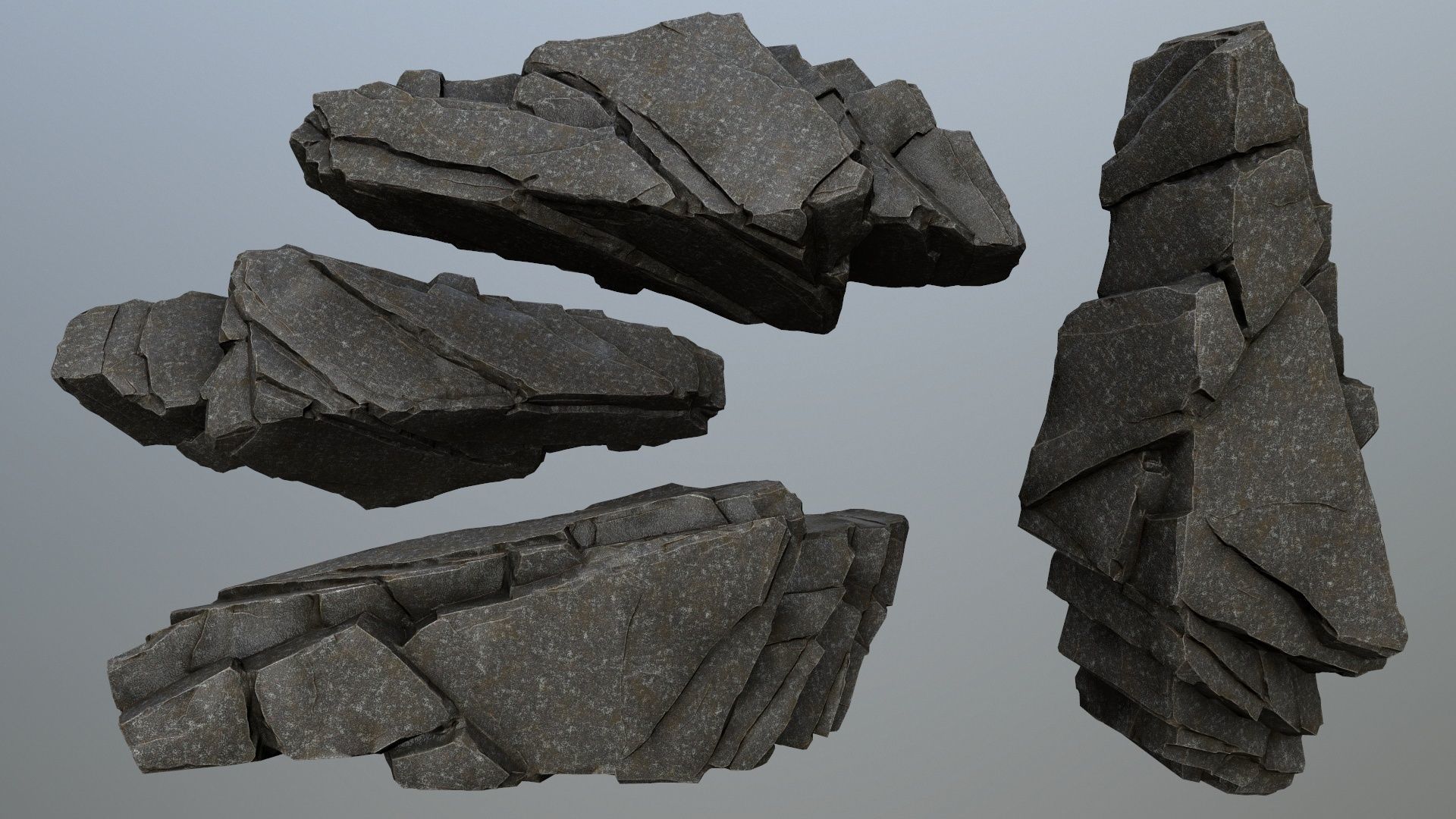 cliff rocks Low-poly 3D model_14