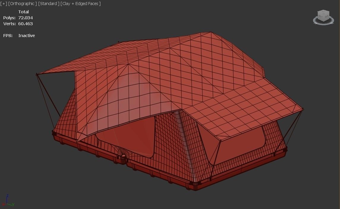 Vehicle Top Tent Model Low-poly 3D model_10