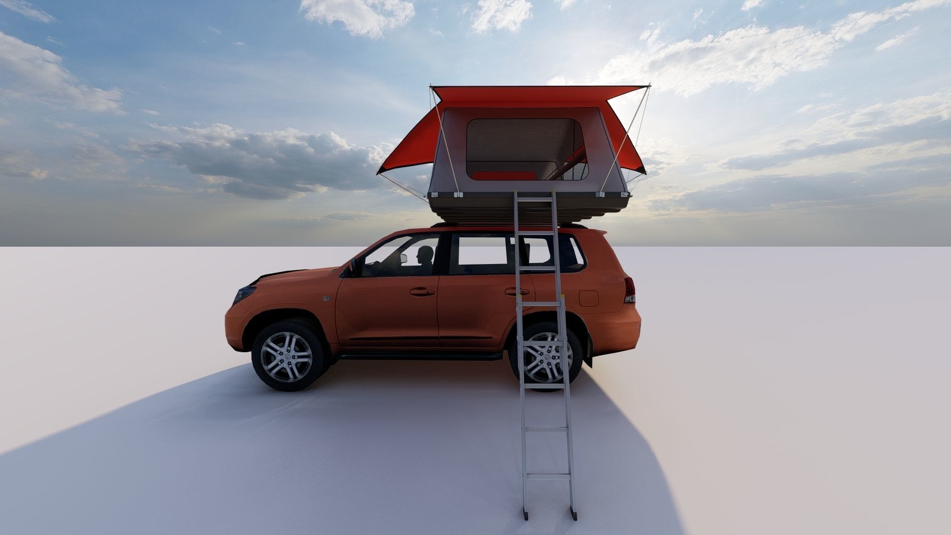 Vehicle Top Tent Model Low-poly 3D model_1