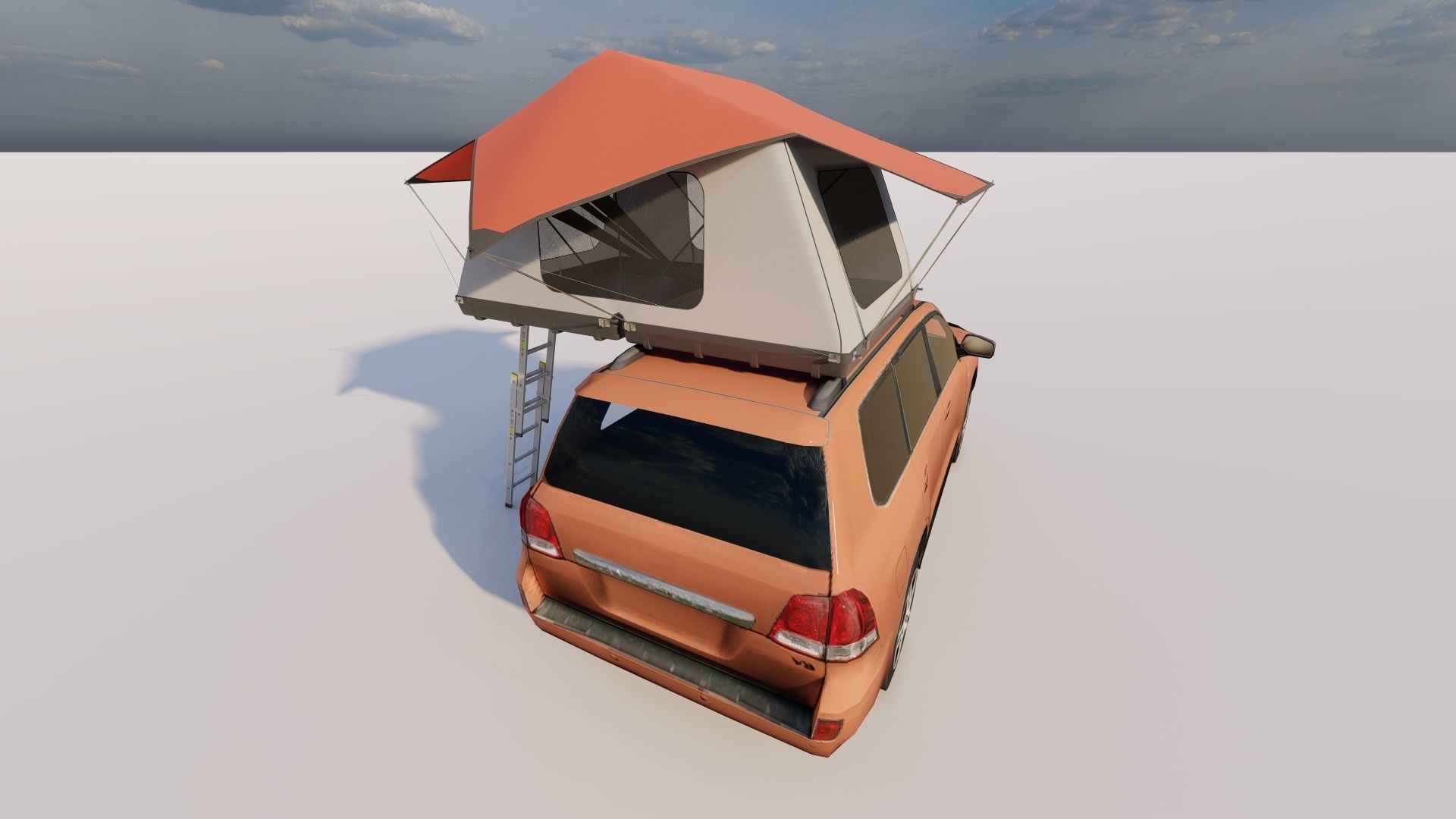 Vehicle Top Tent Model Low-poly 3D model_3