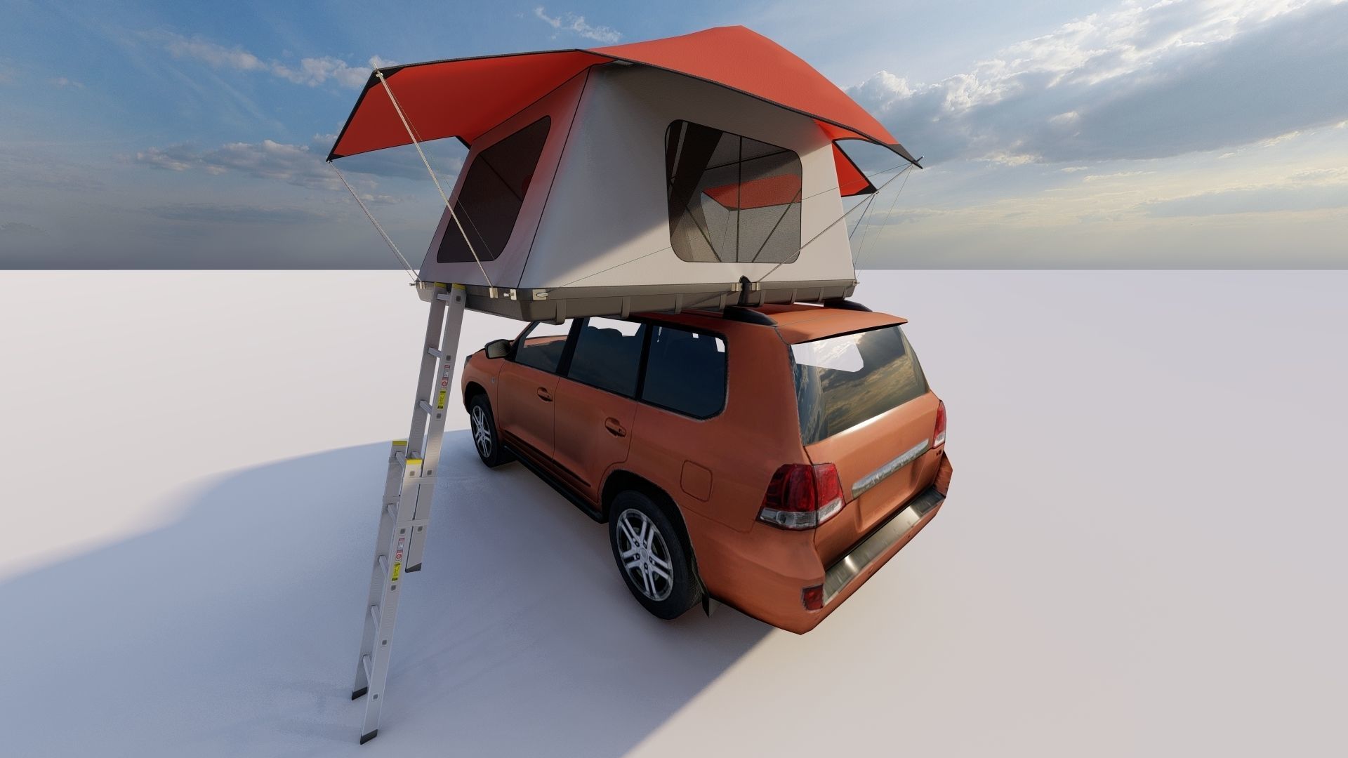 Vehicle Top Tent Model Low-poly 3D model_2