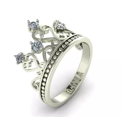 Woman Crown Ring print model 3D print model