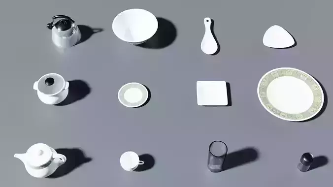 Porcelain Kitchenware Low-poly 3D model