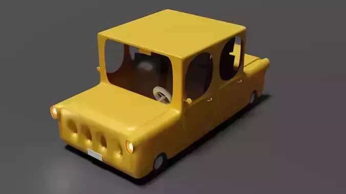 Cute Cartoon Yellow Car