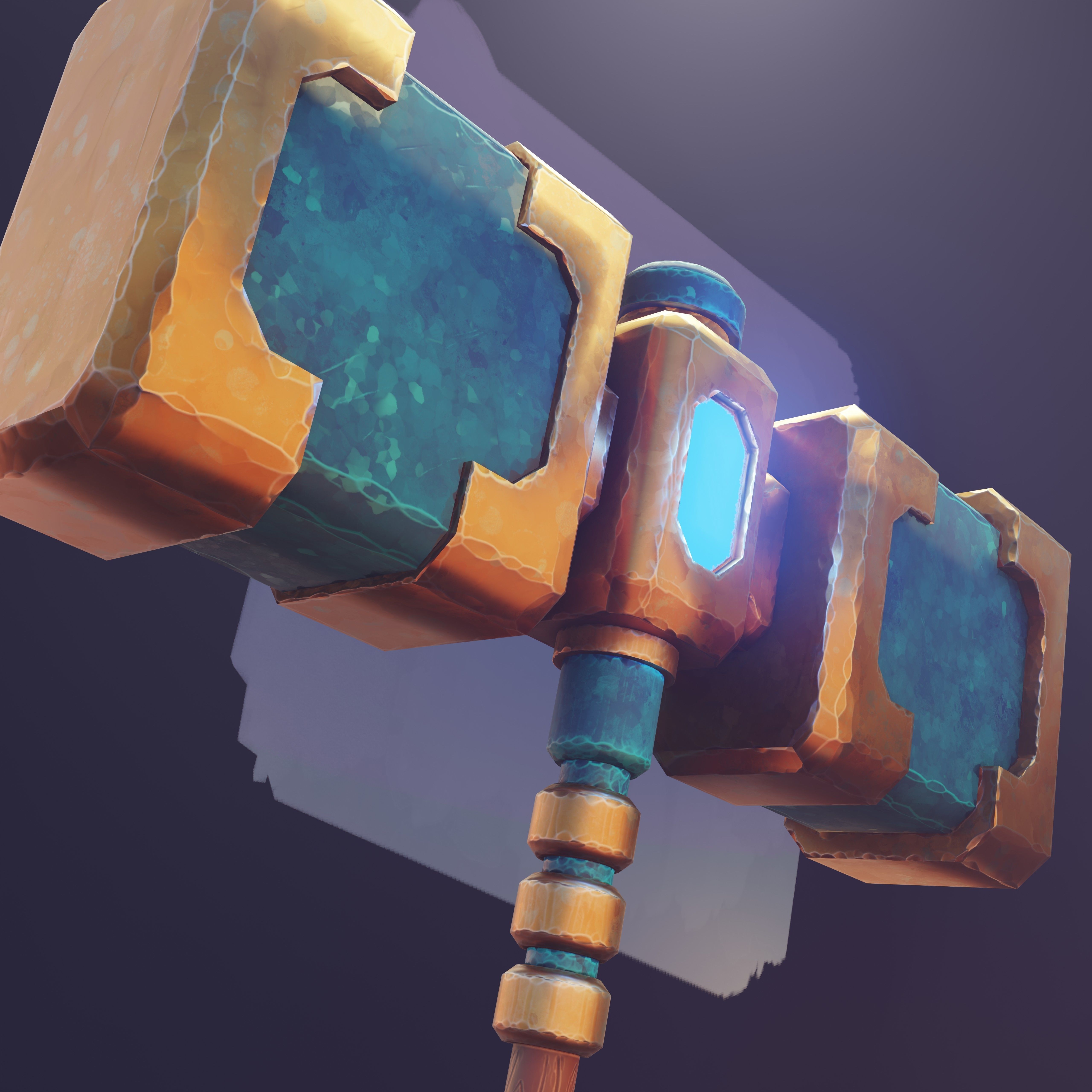 Game ready stylised hammer prop Low-poly 3D model_2