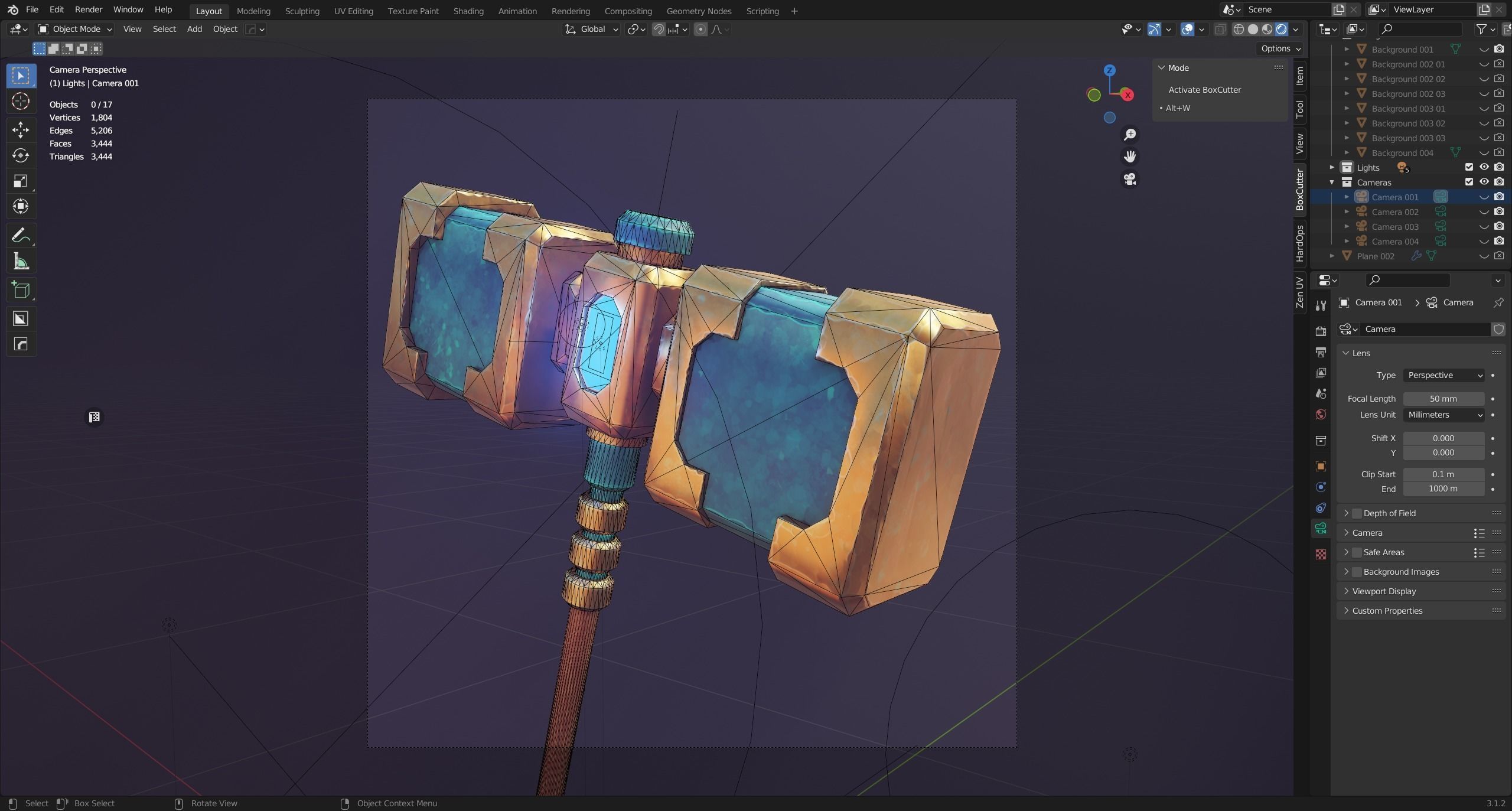 Game ready stylised hammer prop Low-poly 3D model_4