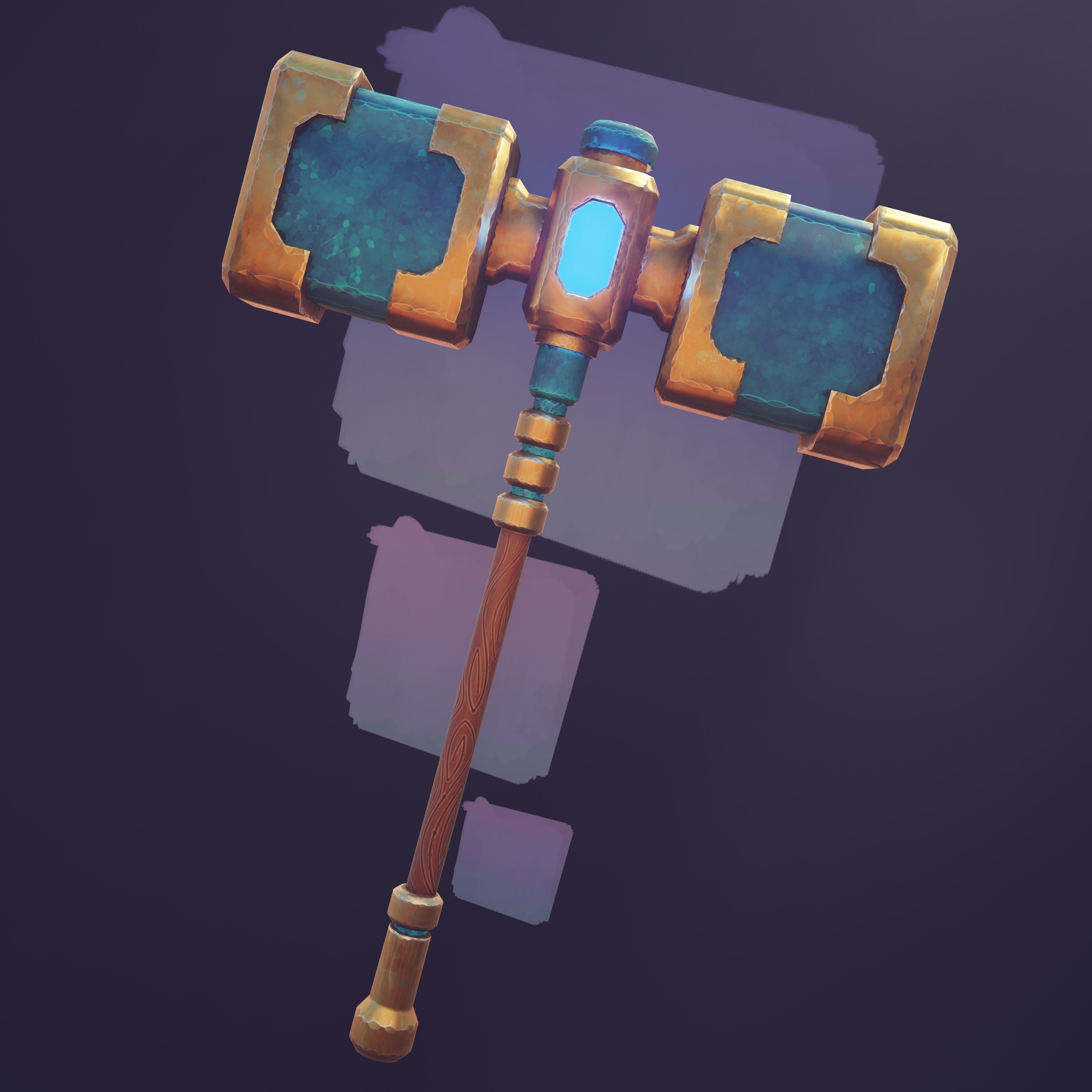 Game ready stylised hammer prop Low-poly 3D model_1