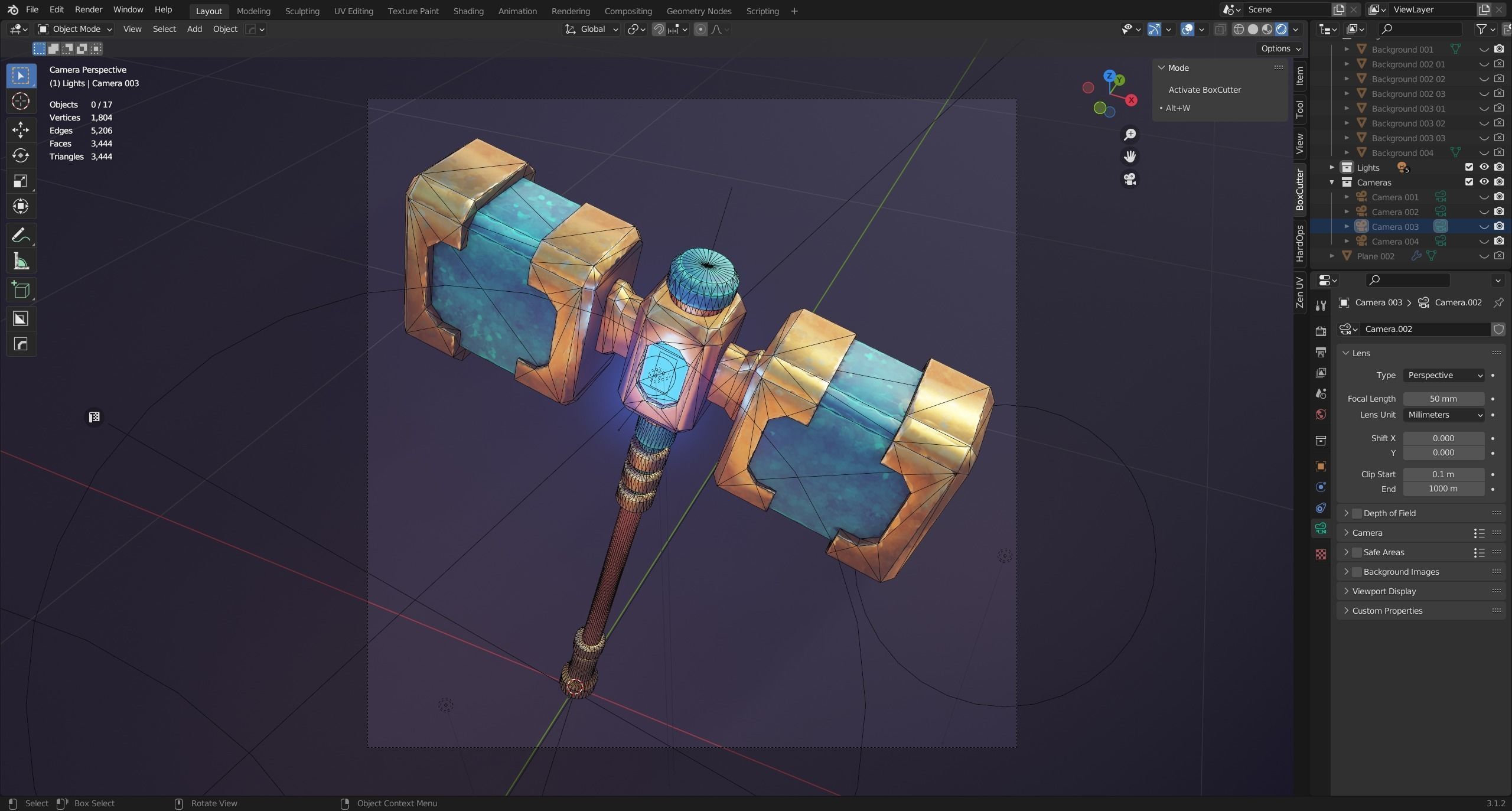 Game ready stylised hammer prop Low-poly 3D model_5
