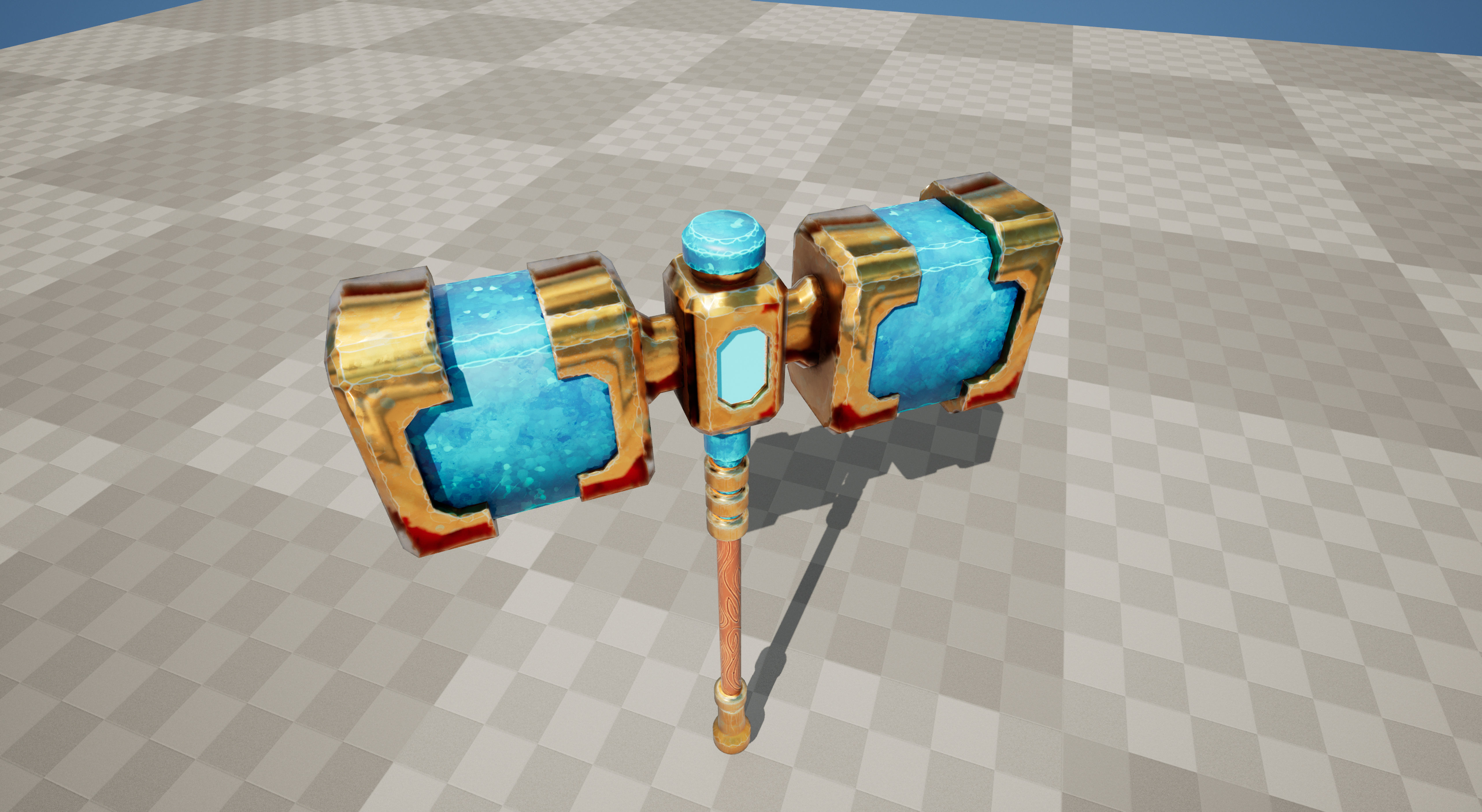 Game ready stylised hammer prop Low-poly 3D model_9