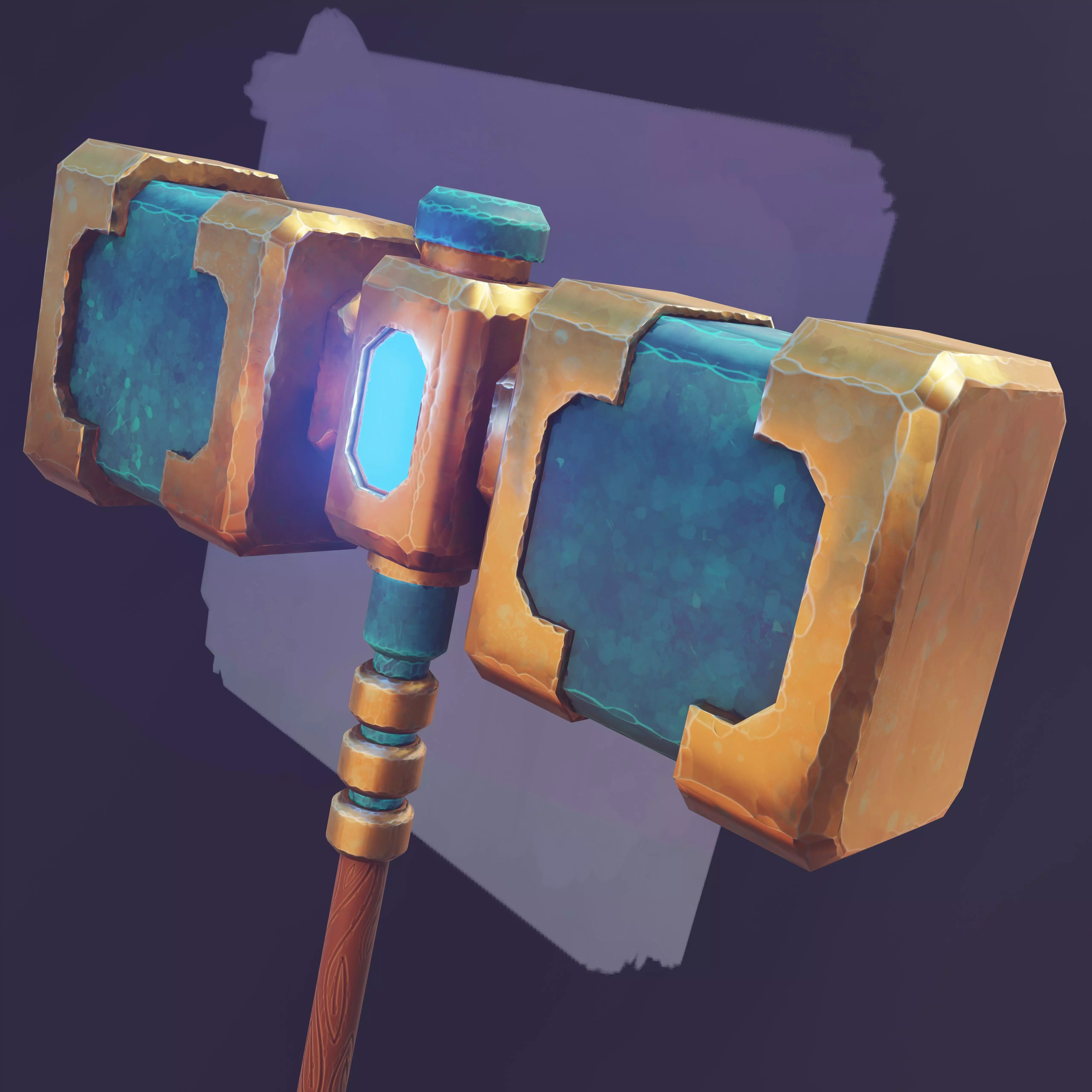 Game ready stylised hammer prop Low-poly 3D model_0