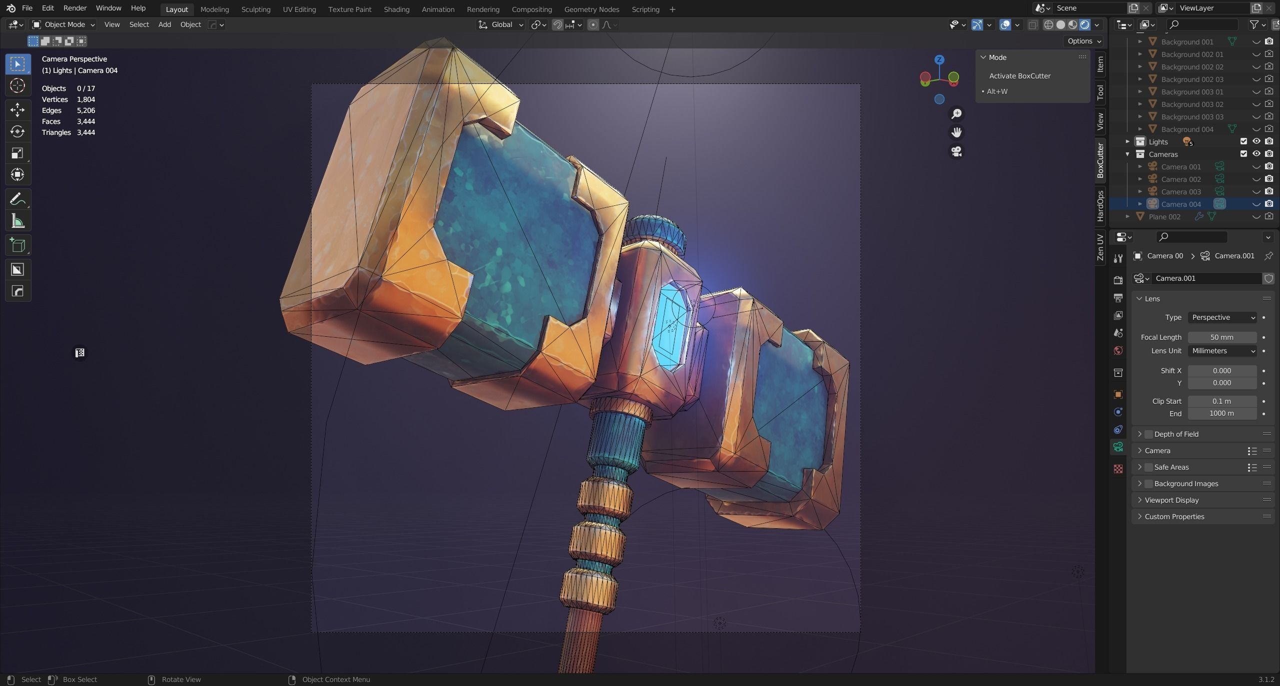 Game ready stylised hammer prop Low-poly 3D model_6