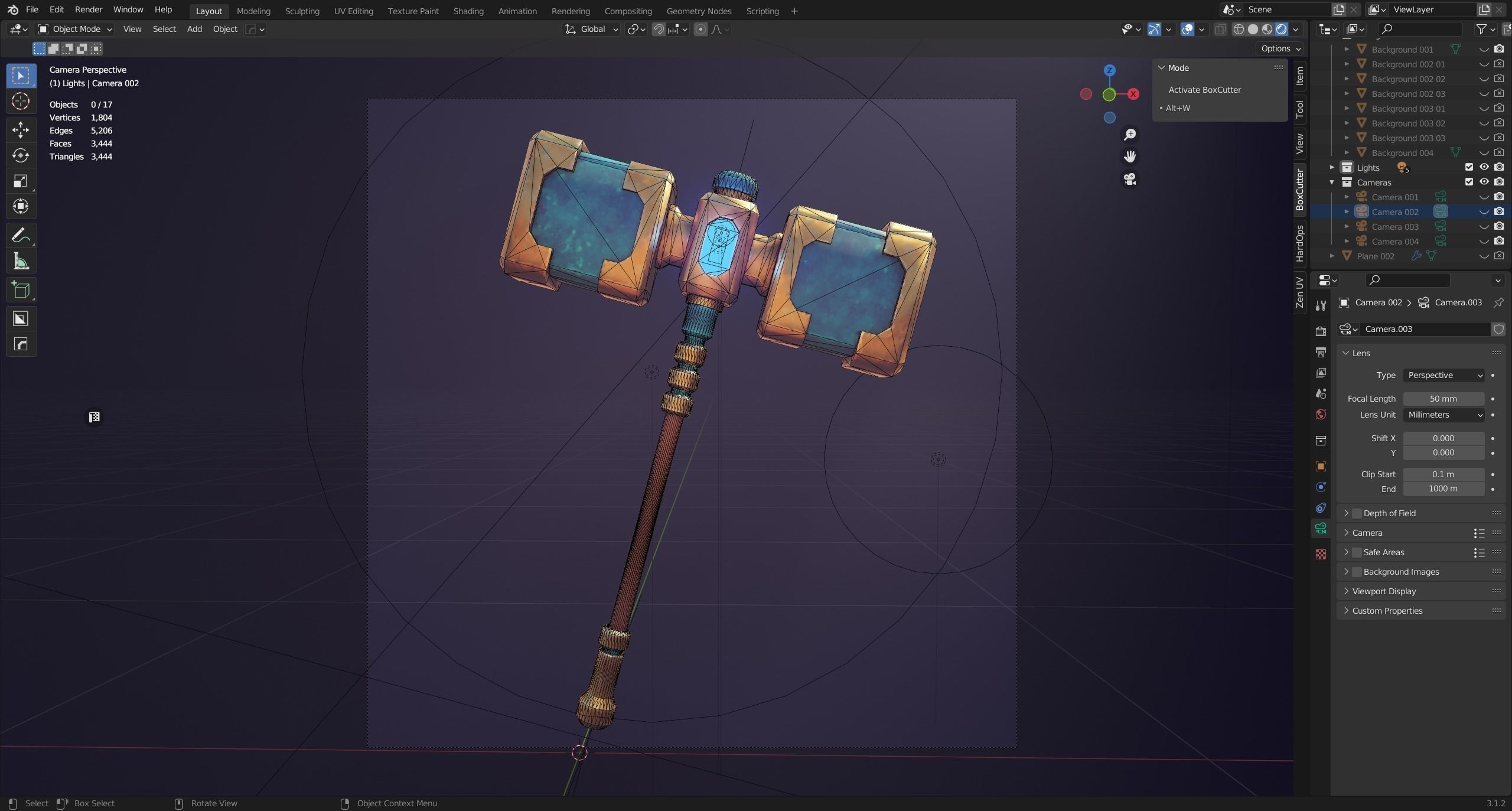 Game ready stylised hammer prop Low-poly 3D model_7