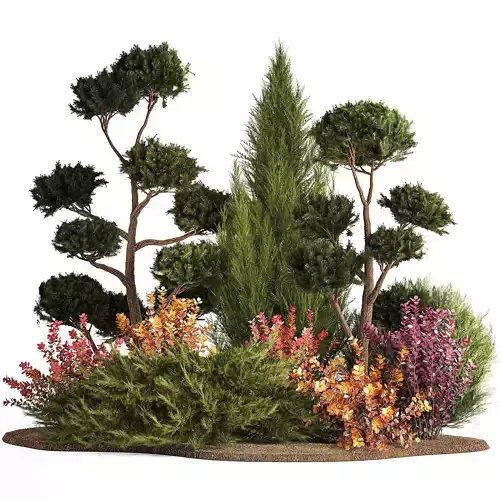 Garden Of Nivaki Thuja Juniper And Barberry 1175 3D model