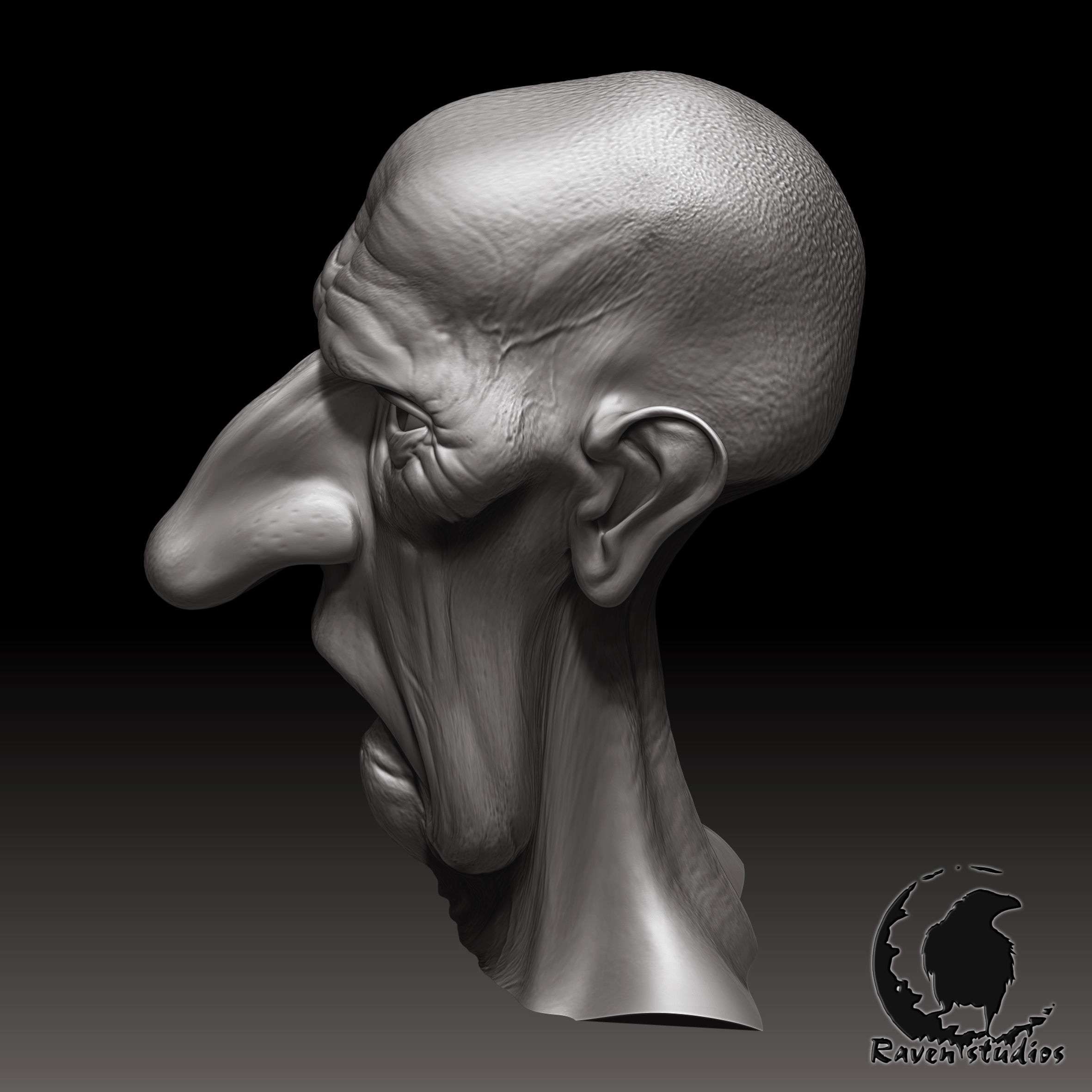 HD HEAD MISERY HEAD 3D print model_3